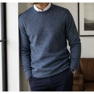A-Frame Men's Knit Sweater Blue Crewneck‎ Pullover Size L Casual Soft Heather